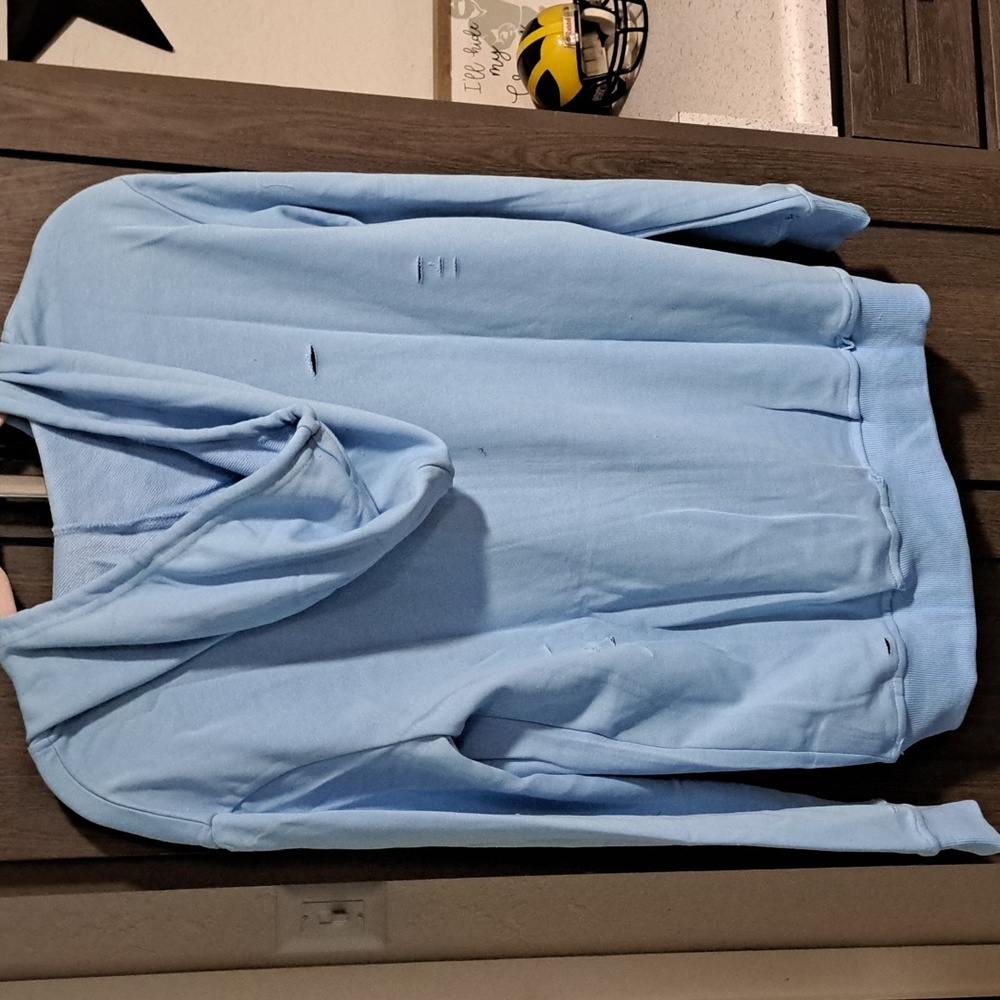 New sky blue distressed zip-up hoodie - Picture 11 of 11
